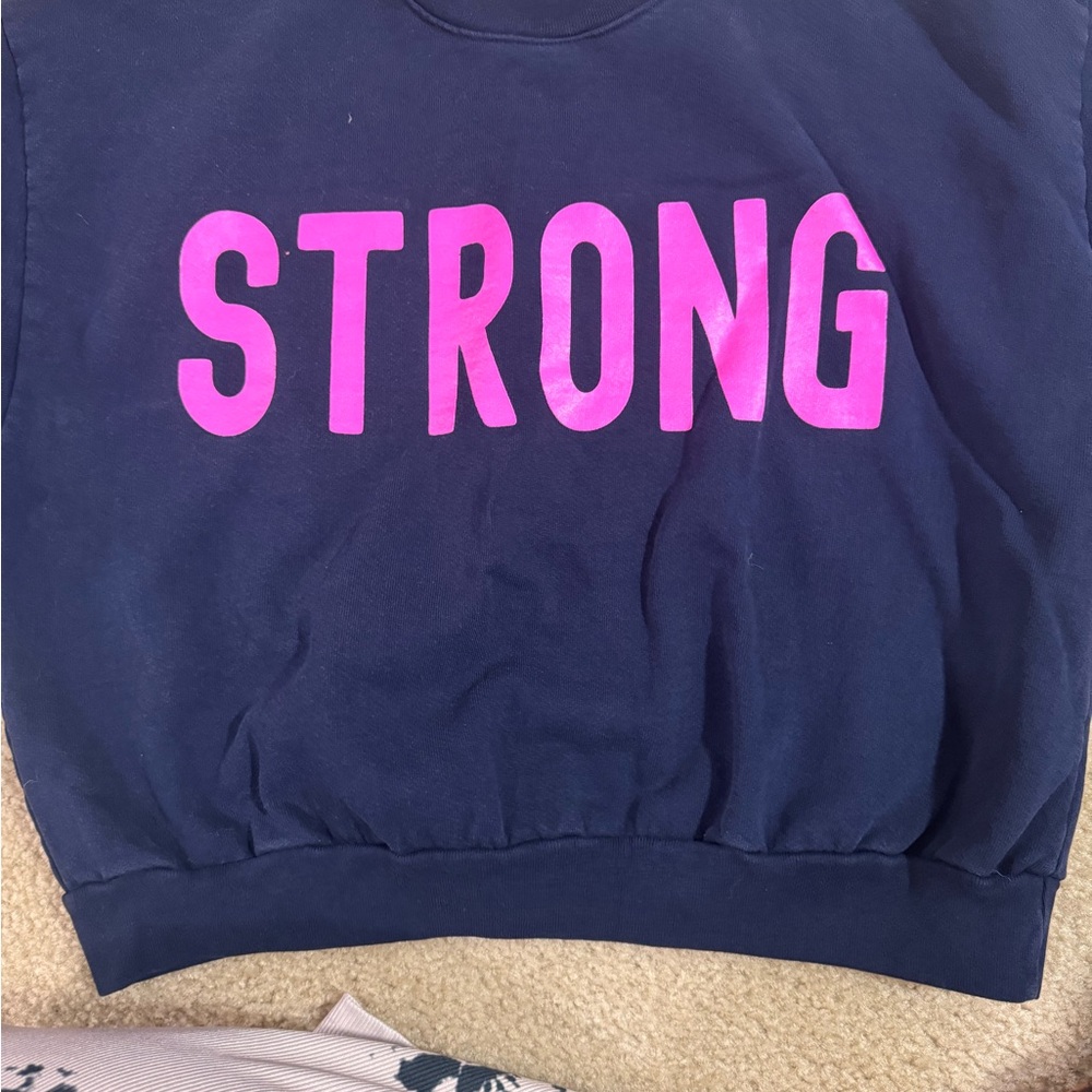 Navy Sweatshirt with Pink 'STRONG' Print